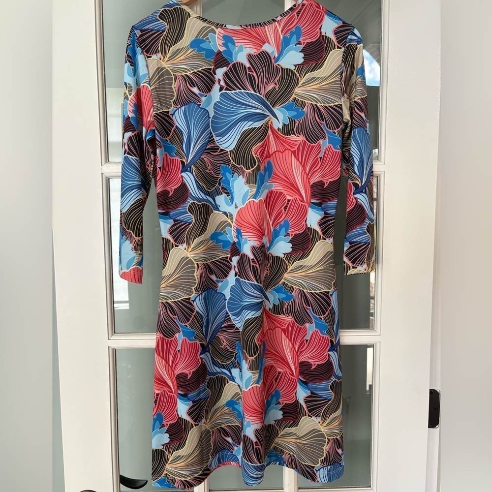Jean-Pierre Klifa Beachy Floral 3/4 Sleeve Shift Dress size Small Resortwear - Picture 2 of 5
